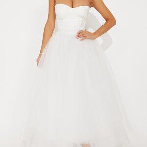 Fashion Nova Tulle Midi Dress Corset Lace Up Back Sizes S & M - New